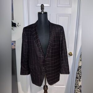 Saks Fifth Avenue Dark Purple Plaid Blazer Jacket 42R